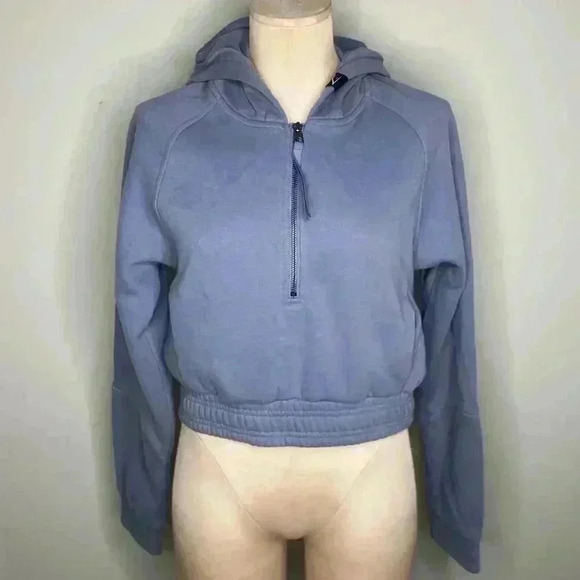 GymShark Womens Cropped 3/4 Zip Hoodie Size Medium Hooded Sweatshirt - Picture 1 of 5